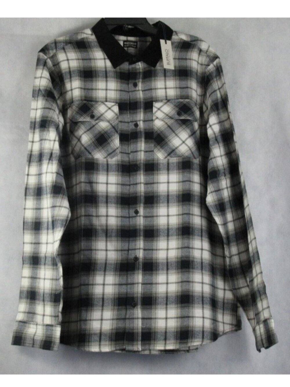 Buffalo David Bitton Men's Flannel Button-Down Shirt, Black Multi Plaid, XXL